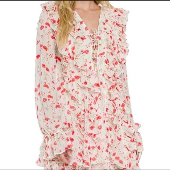 ENDLESS Rose Chiffon Ruffle Mini Dress/Top Floral Flowy Frill New